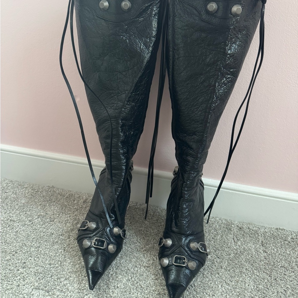 Balenciaga Cagole Black Leather Heeled Boots